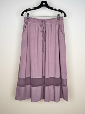 Luukaa Mauve Layered Mesh Midi Skirt NWOT